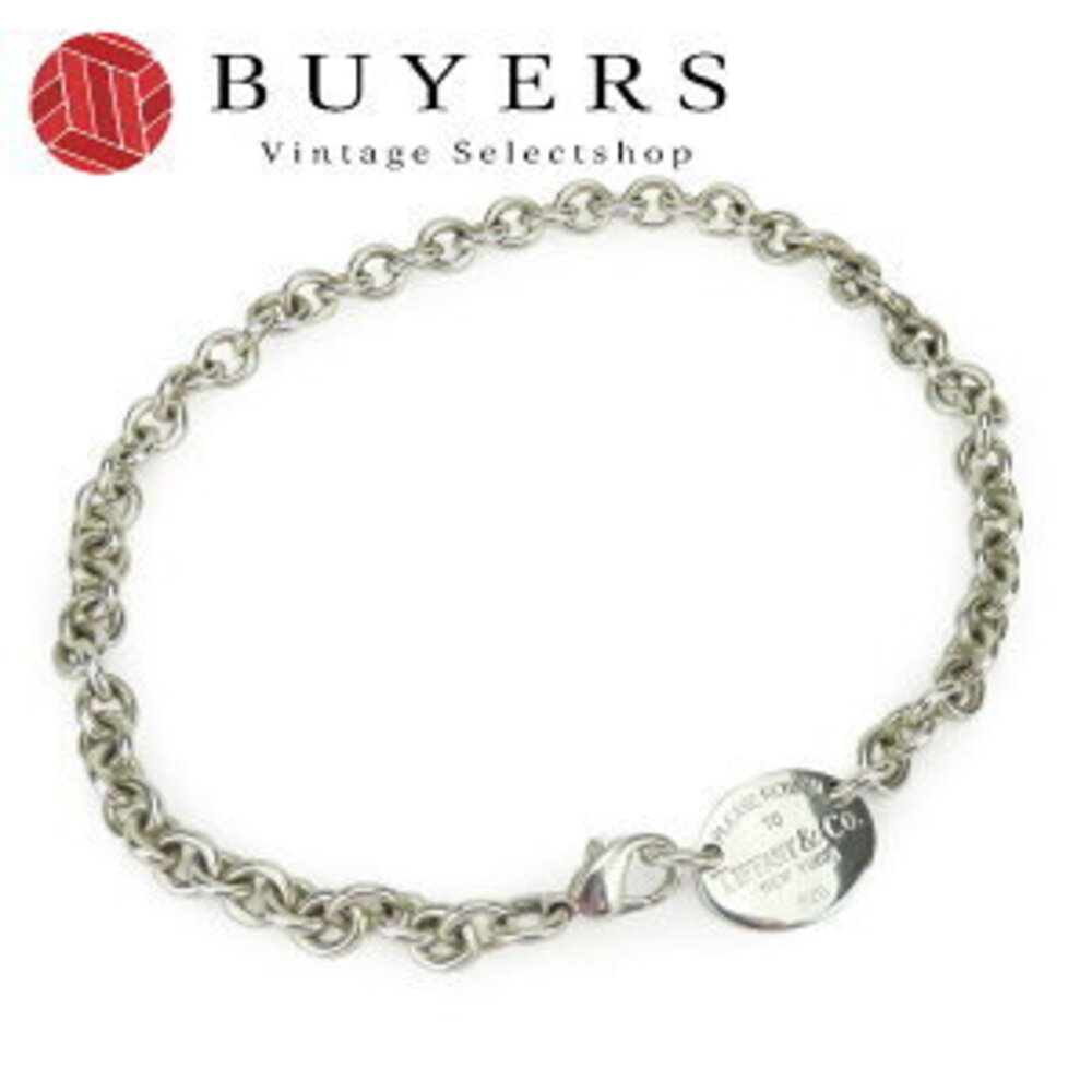 Tiffany Co Return to Tiffany Silver Choker oval chain necklace is